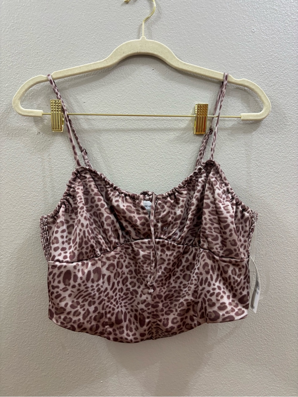 La Hearts Leopard Satin cropped Cami